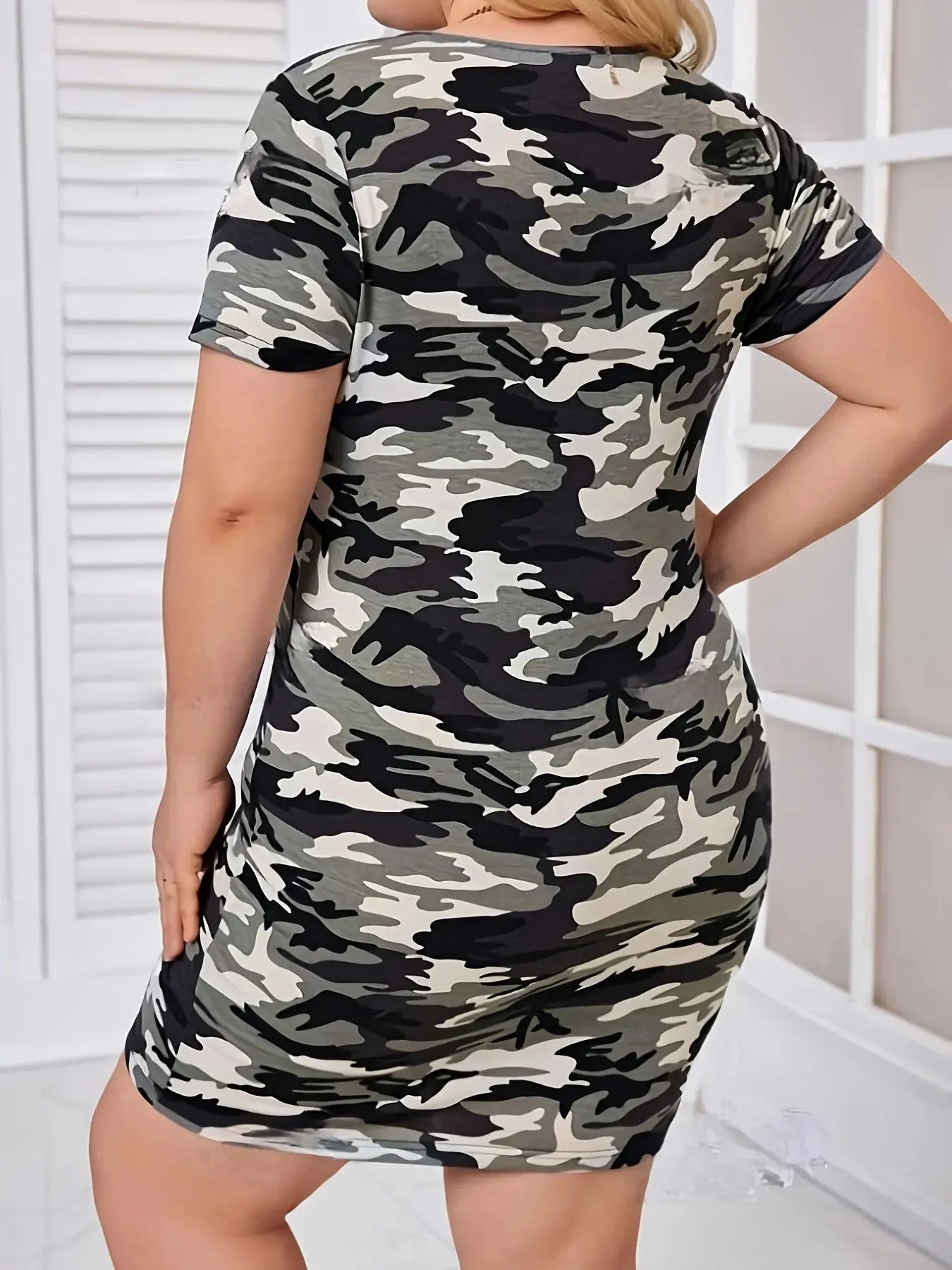 Plus Size Women Casual Dress Summer Comfortable short sleeve simple Female Dress Camouflage Print Holiday Theme Dress Chic Le'Meek