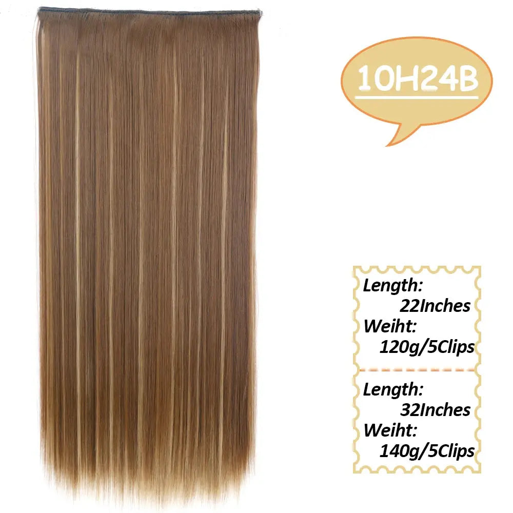 NICESY Synthetic Long Wavy 5 Clips Hair Extensions 22Inch/32Inch Clip On Hair Extensions High Tempreture Fake For Women Chic Le'Meek