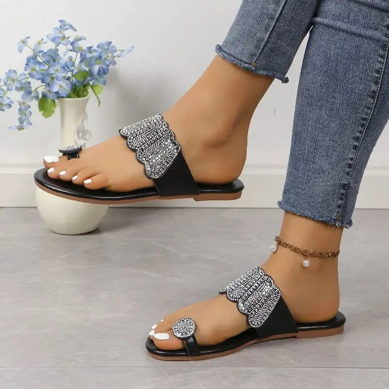 Summer Outside Modern Slippers Flat with Sexy Ladies Shoes 2024 Hot Sale Solid Bling Women's Slippers Zapatillas De Mujer Beach Temu