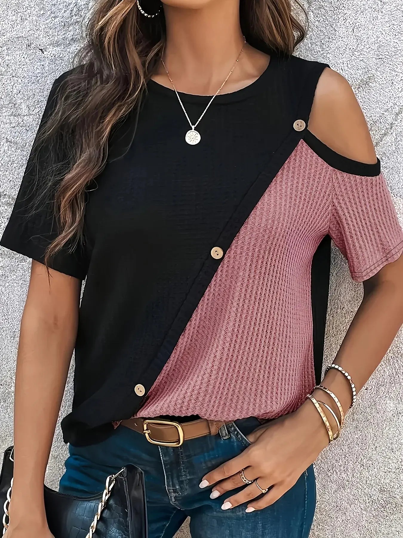 Women Plus Size Woven Spring And Summer T-shirt Chic Le'Meek