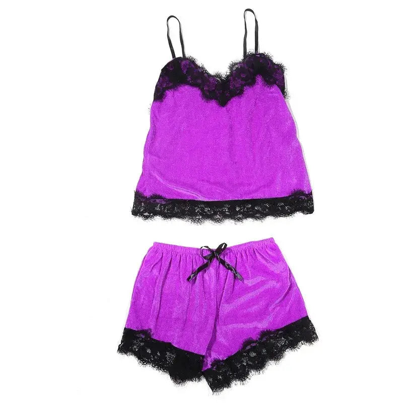 Sexy Lingerie Women Sleep Wear Camisole Bow Shorts V-Neck Tops Velvet Pajamas Sleepwear пижама женская Hot Chic Le'Meek