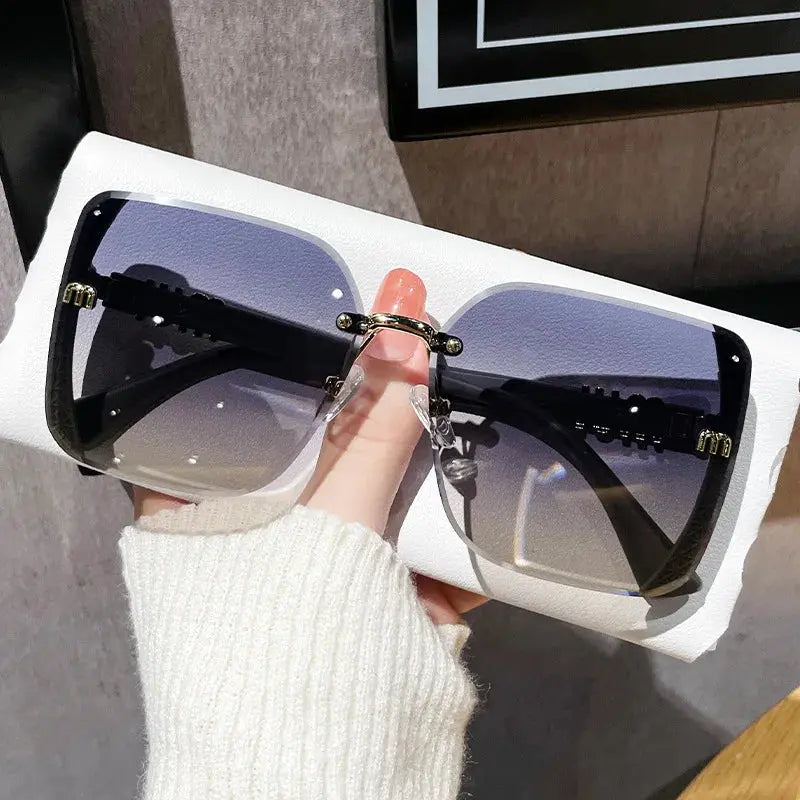 2024 New Fashion Cool Sunglasses Women Luxury Brand Letters Anti Strong Light Vintage Rimless Sun Glasses Ladies Gafas UV400 Temu