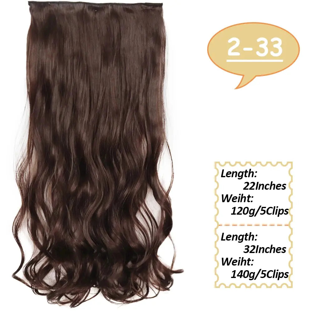 NICESY Synthetic Long Wavy 5 Clips Hair Extensions 22Inch/32Inch Clip On Hair Extensions High Tempreture Fake For Women Chic Le'Meek