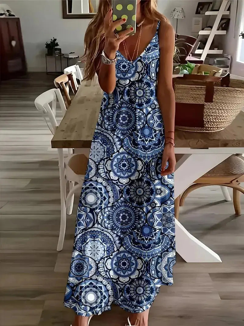 Summer Bohemian Style Women's Suspender Skirt Long A-line Oversized Casual Dress Women's Elegant New Summer Loose Beach Clothes Chic Le'Meek