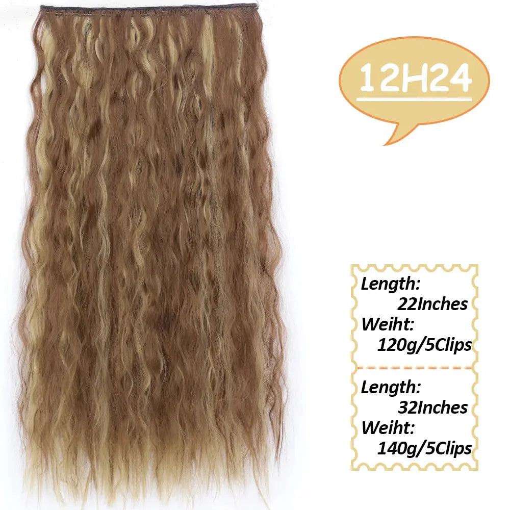 NICESY Synthetic Long Wavy 5 Clips Hair Extensions 22Inch/32Inch Clip On Hair Extensions High Tempreture Fake For Women Chic Le'Meek