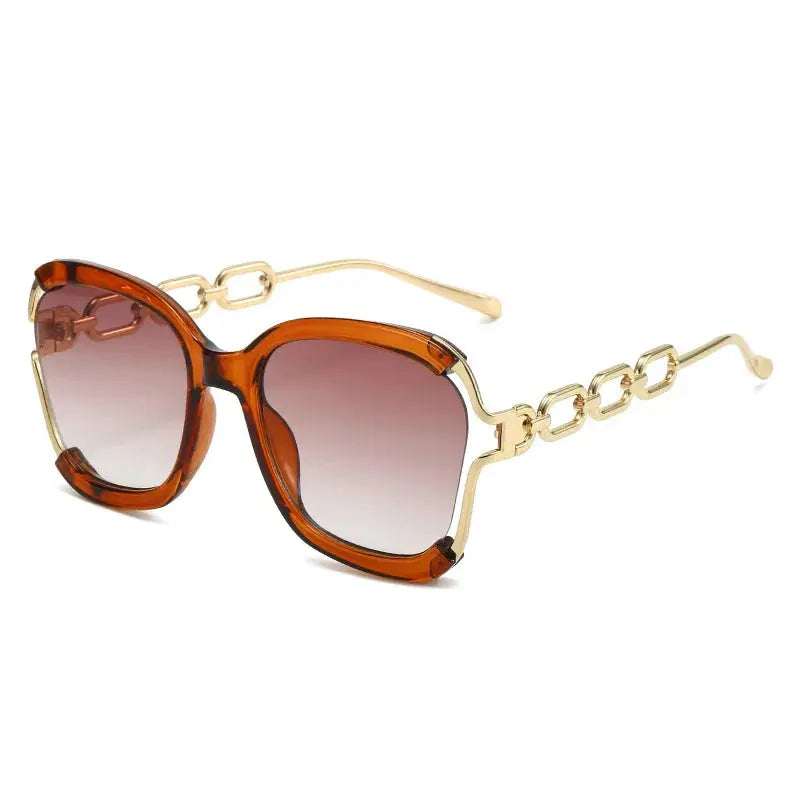 Luxury Square Sunglasses Women UV400 Retro Brand Chain Metal Frame Shades Summer Sun Glasses for Female Temu