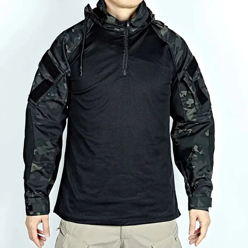 Outdoor Shirts Wear resistant T-Shirt Hooded Men Tactical Shirt Waterproof Airsoft Paintball Camping Hunting Clothing Temu