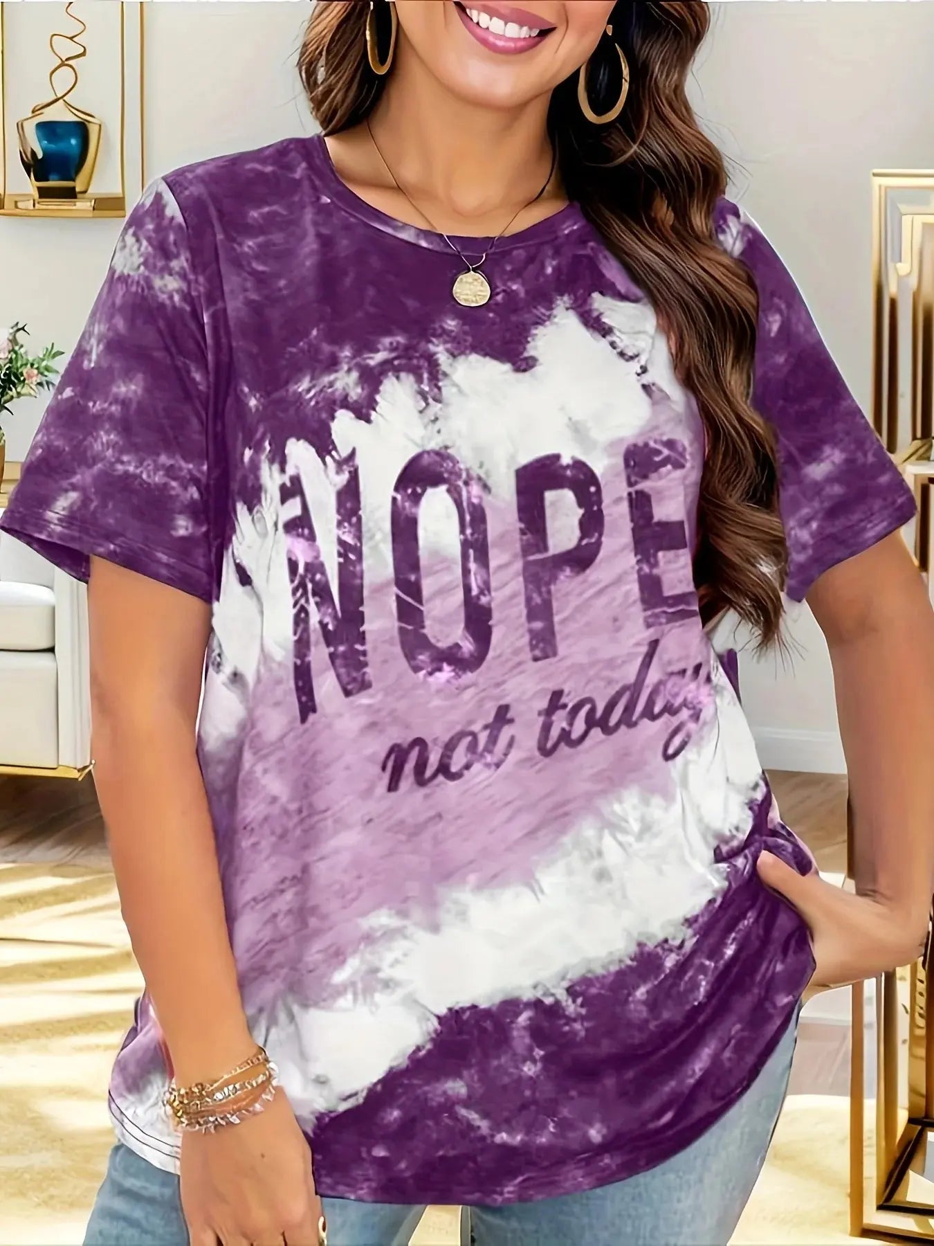 Plus Size Letter Print Top Colorblock Crew Neck Short Sleeve, O Neck, Leisure Time Ladies Tshirt Tops, Summer, 2024 Chic Le'Meek