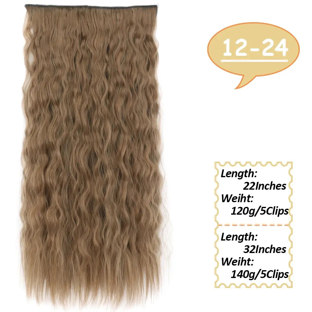 NICESY Synthetic Long Wavy 5 Clips Hair Extensions 22Inch/32Inch Clip On Hair Extensions High Tempreture Fake For Women Chic Le'Meek