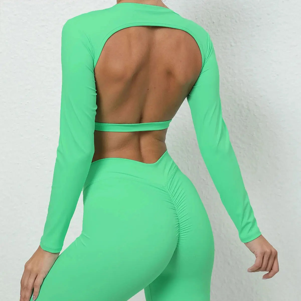 Sexy Long Sleeve Yoga Clothes Backless Gym Top Women Breathable Fitness Crop Yop Quick Dry Sportswear Women Workout Top Female Chic Le'Meek