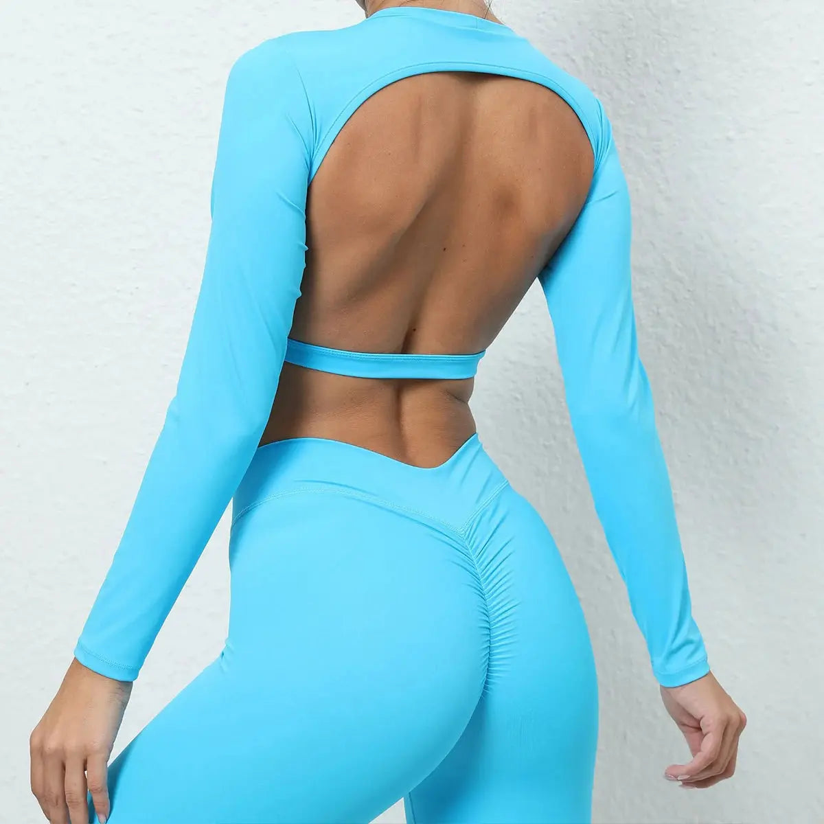 Sexy Long Sleeve Yoga Clothes Backless Gym Top Women Breathable Fitness Crop Yop Quick Dry Sportswear Women Workout Top Female Chic Le'Meek