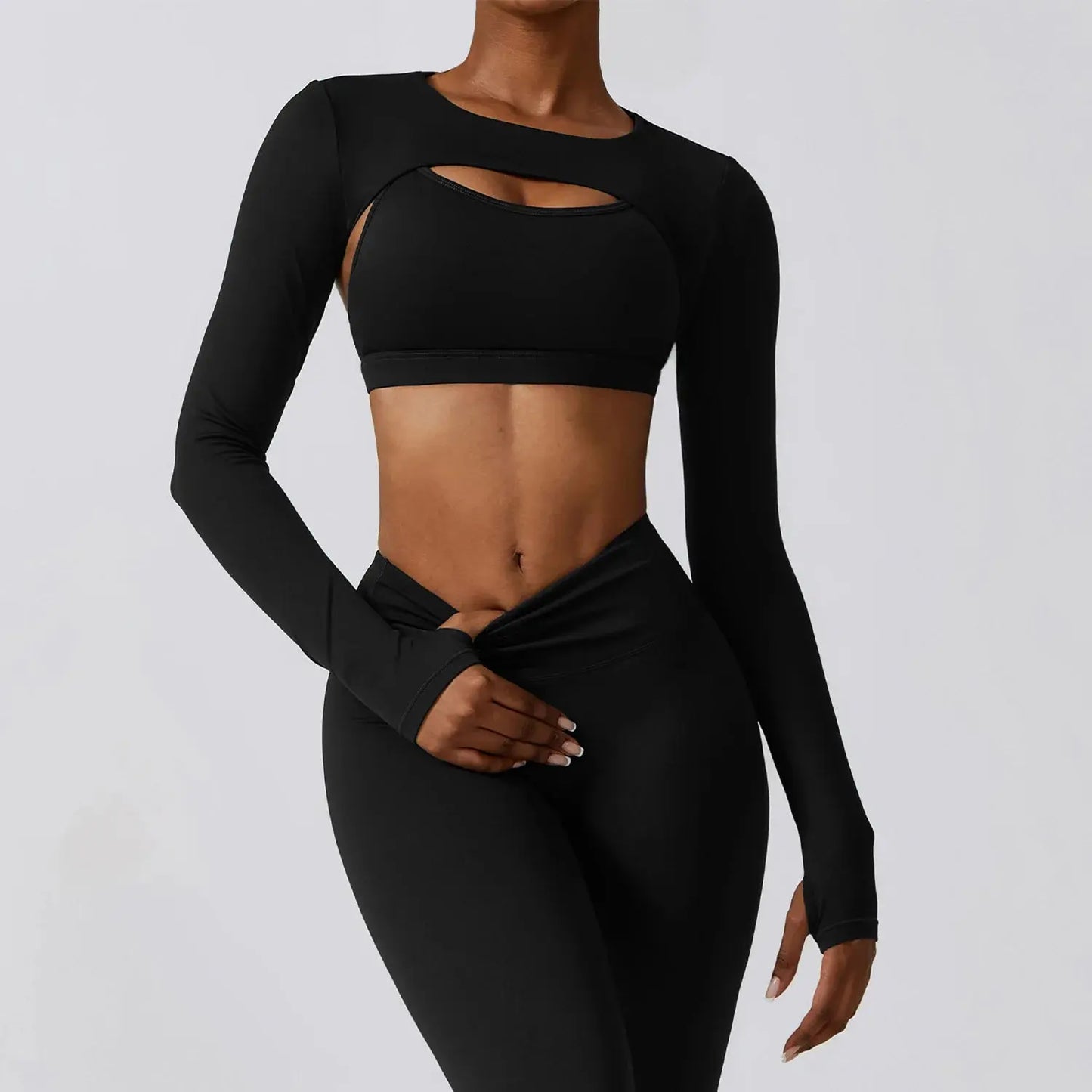 New Sports Camisole Yoga Long Sleeved Shawl Yoga Top Nude Fitness Yop Gym Push Ups Workout Top Running Sports Smock Chic Le'Meek