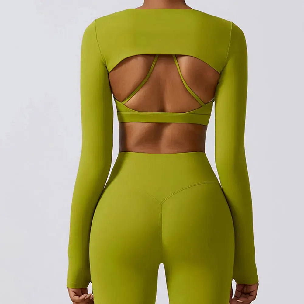 New Sports Camisole Yoga Long Sleeved Shawl Yoga Top Nude Fitness Yop Gym Push Ups Workout Top Running Sports Smock Chic Le'Meek