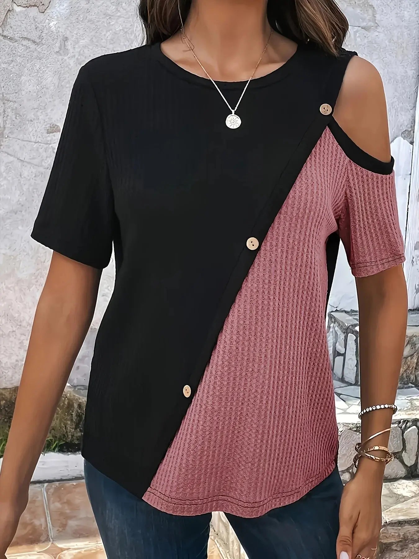 Women Plus Size Woven Spring And Summer T-shirt Chic Le'Meek