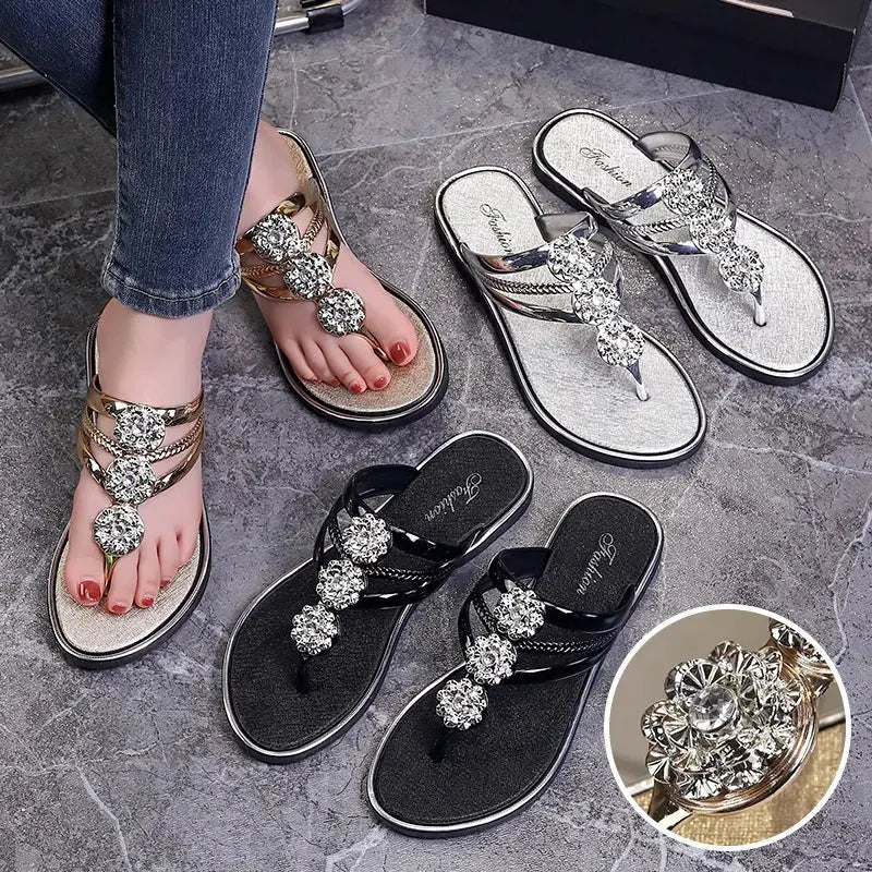 Women's Flip Flops Outdoor Sandals Anti-Slip Flat Bottom Pedal Beach Shoes Comfortable Slip-On Summer Footwear AliExpress