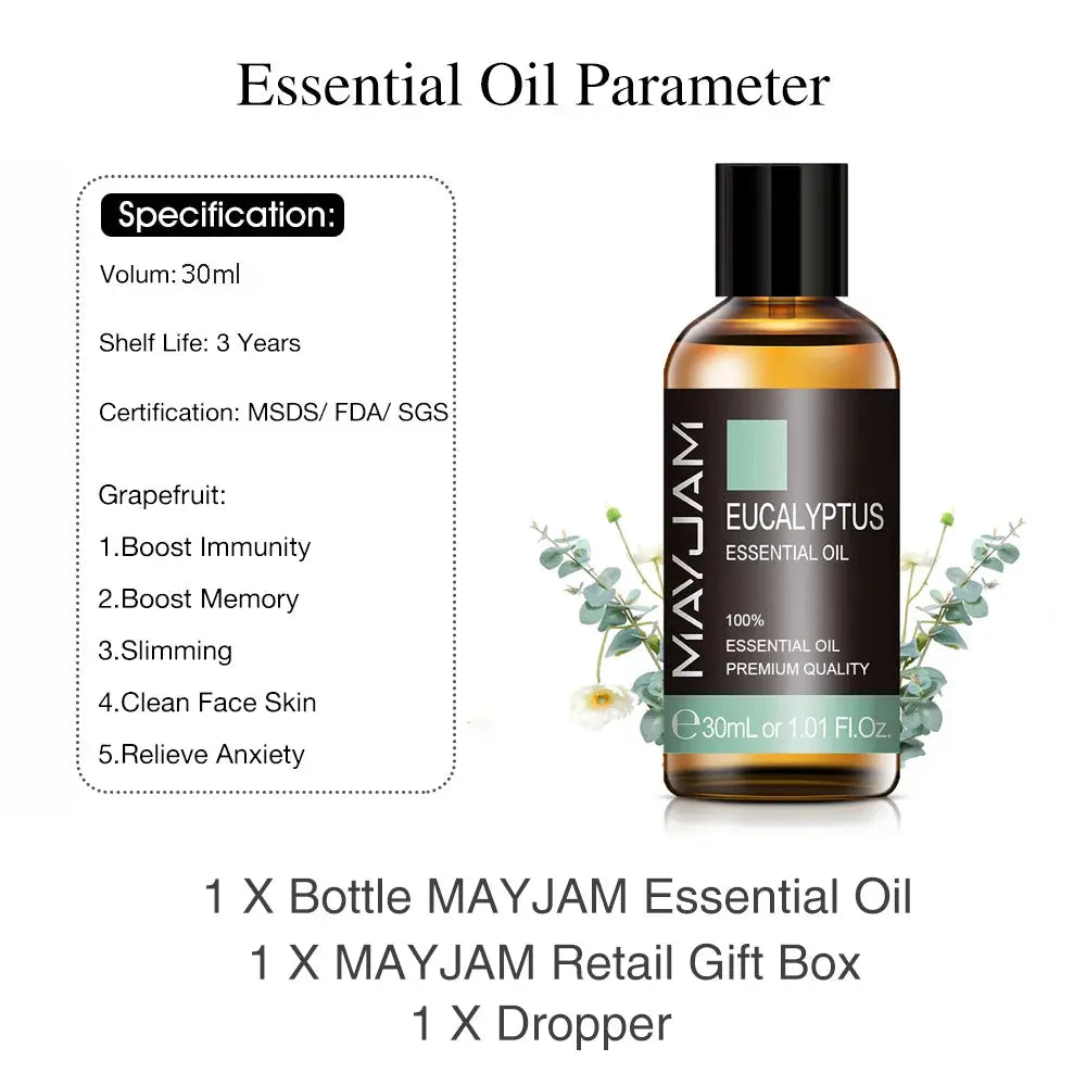 Lavender Eucalyptus Essential Oil Diffuser Aroma Oil 30ML Jasmine Vanilla Sandalwood Patchouli Lemon Ylang Ylang Rose Chamomile Chic Le'Meek