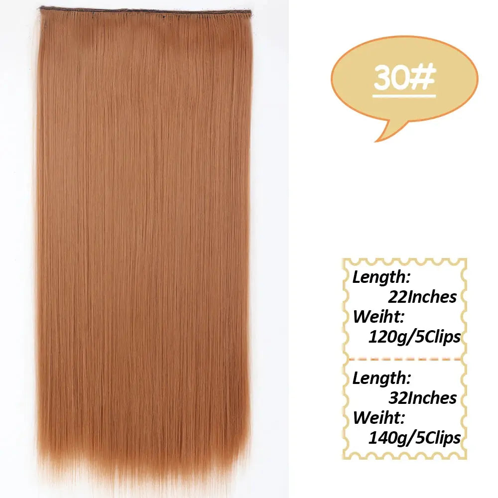 NICESY Synthetic Long Wavy 5 Clips Hair Extensions 22Inch/32Inch Clip On Hair Extensions High Tempreture Fake For Women Chic Le'Meek