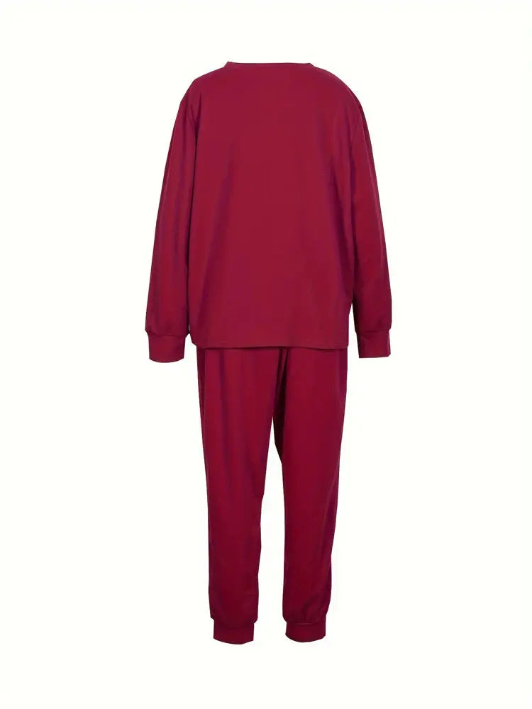 Plus Size Casual Sports Hoodie Two-Piece Set Loose Long Sleeve Chic Le'Meek