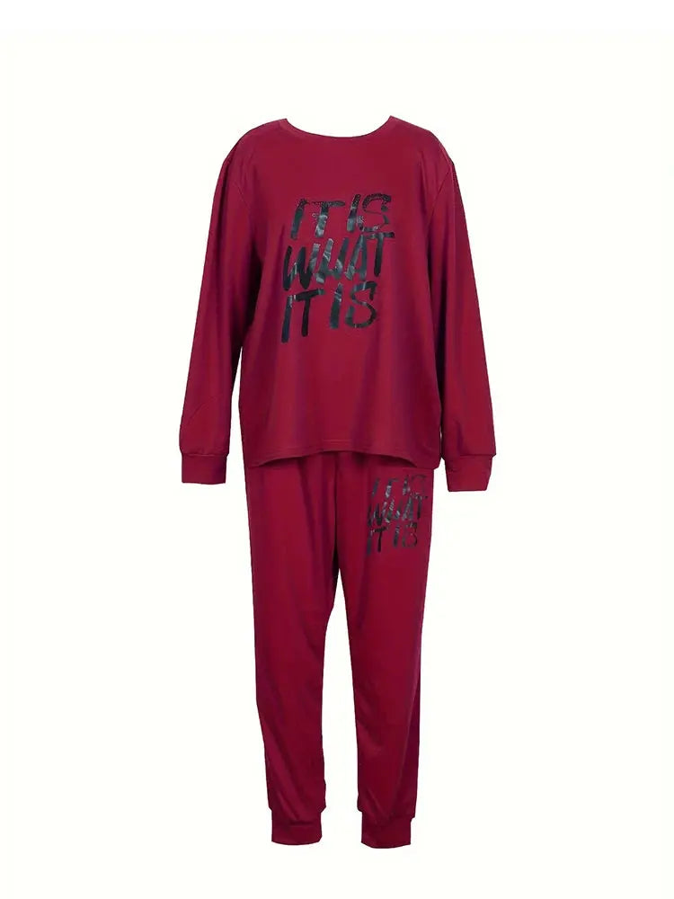 Plus Size Casual Sports Hoodie Two-Piece Set Loose Long Sleeve Chic Le'Meek