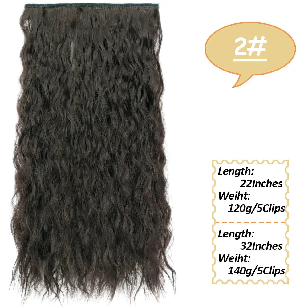 NICESY Synthetic Long Wavy 5 Clips Hair Extensions 22Inch/32Inch Clip On Hair Extensions High Tempreture Fake For Women Chic Le'Meek
