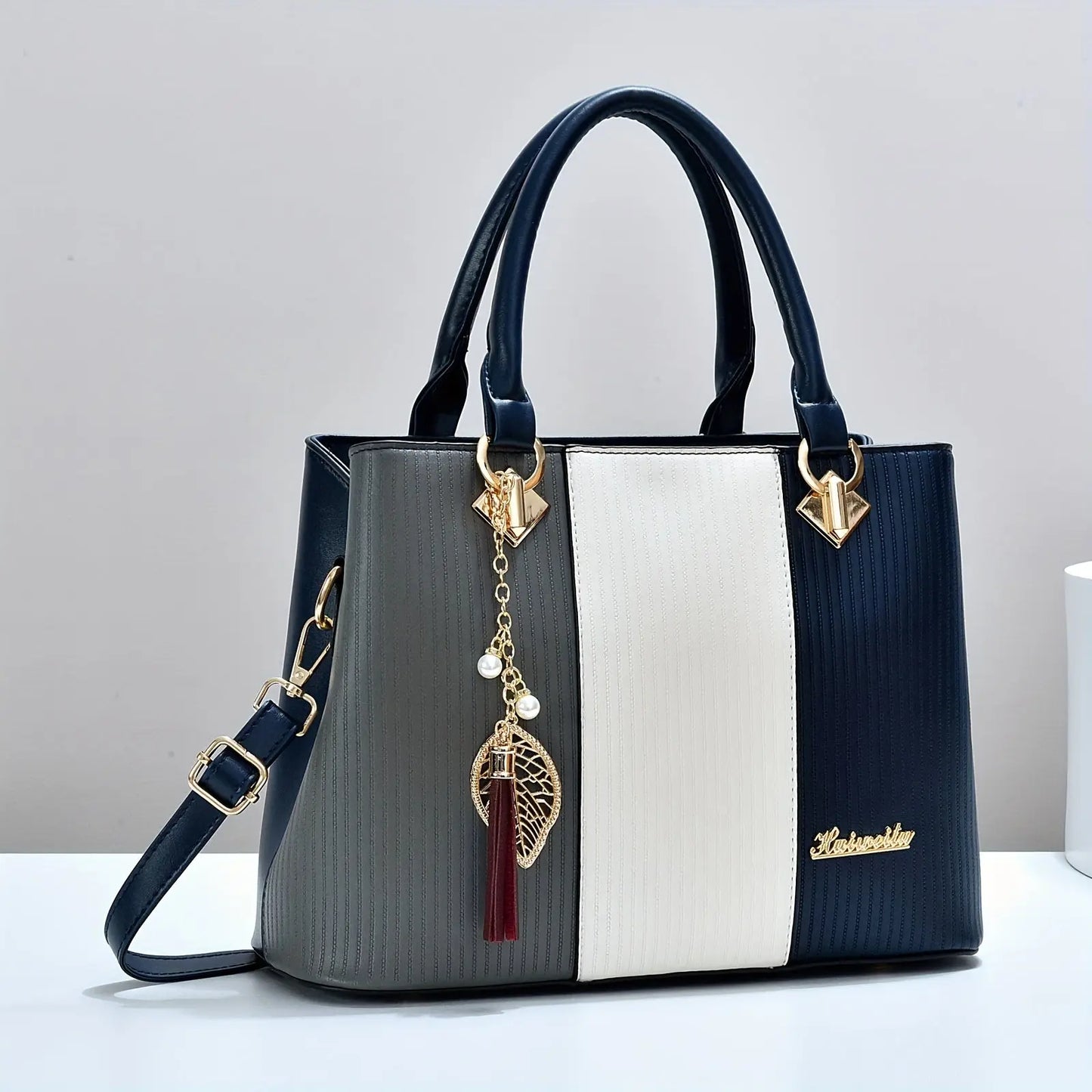 Adjustable Strap Zipper Closure Casual Single Shoulder Crossbody Bag, New Striped Polyester Lining, Edge Paint, No Printing, with Homecoming Mother's Day Gift for Women Chic Le'Meek