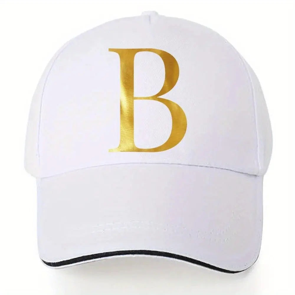 Lightweight Baseball Cap with Adjustable Shoulder Strap, Breathable And Quick Drying- Customizable Golden Letter Design, Suitable for Outdoor Sports And Travel, Baseball Cap Chic Le'Meek
