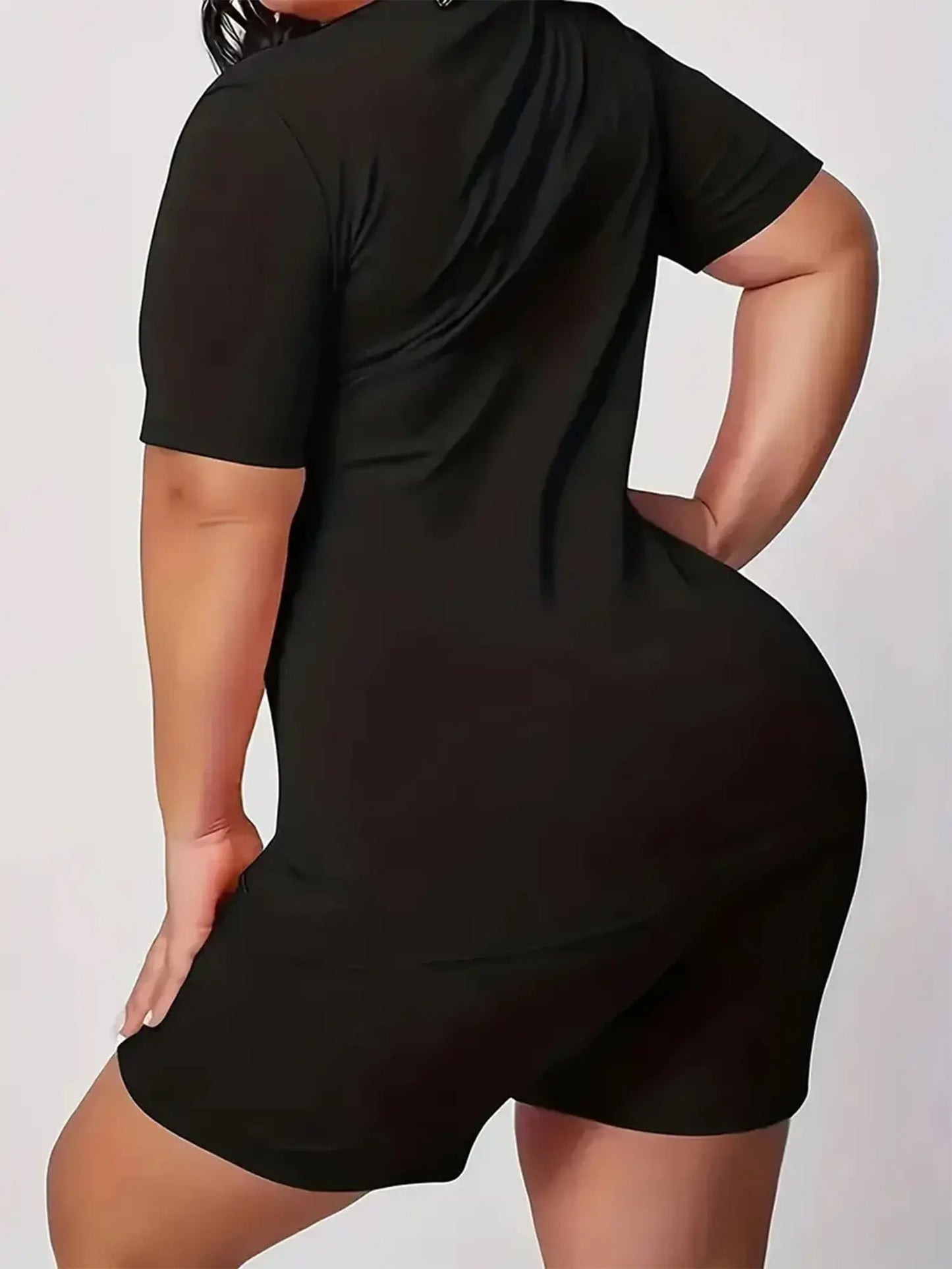 Women's Plus Size Summer Casual Outfit: Stretchy Short Sleeve Crew Neck Tee & Biker Shorts Set with "It's My Birthday" Print - Machine Washable, Comfort Fit Chic Le'Meek