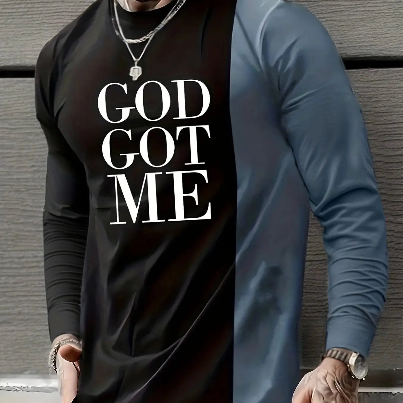 Mens Crew Neck Color Block Graphic Shirt - Soft, Breathable, and Comfy Long Sleeve Top with Contrast Collar and Alphabets Pattern for Casual Wear and Novelty Pajamas Temu