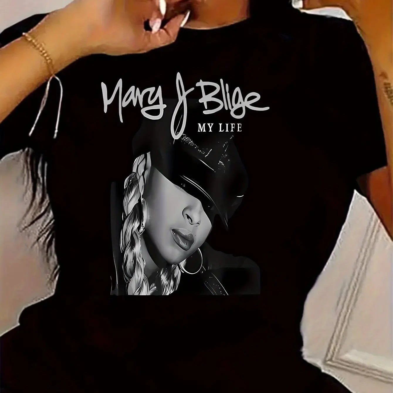 Plus Size, Women's Mary J. Blige MY LIFE Album Tribute Graphic Tee Temu