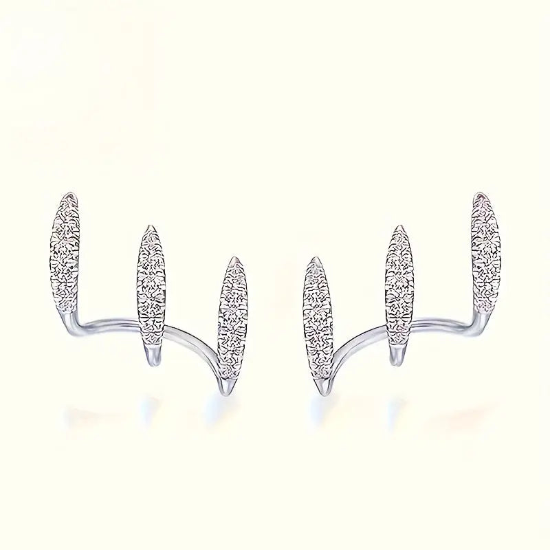 1Pair, Silvery/Golden Color, Women's Claw Set with Super Shiny Synthetic Synthetic Zirconia Earrings, Blingbling Dazzling, Exquisite And Lovely, Luxurious And Elegant, Suitable for All Occasions, Perfect Gift for Women Chic Le'Meek