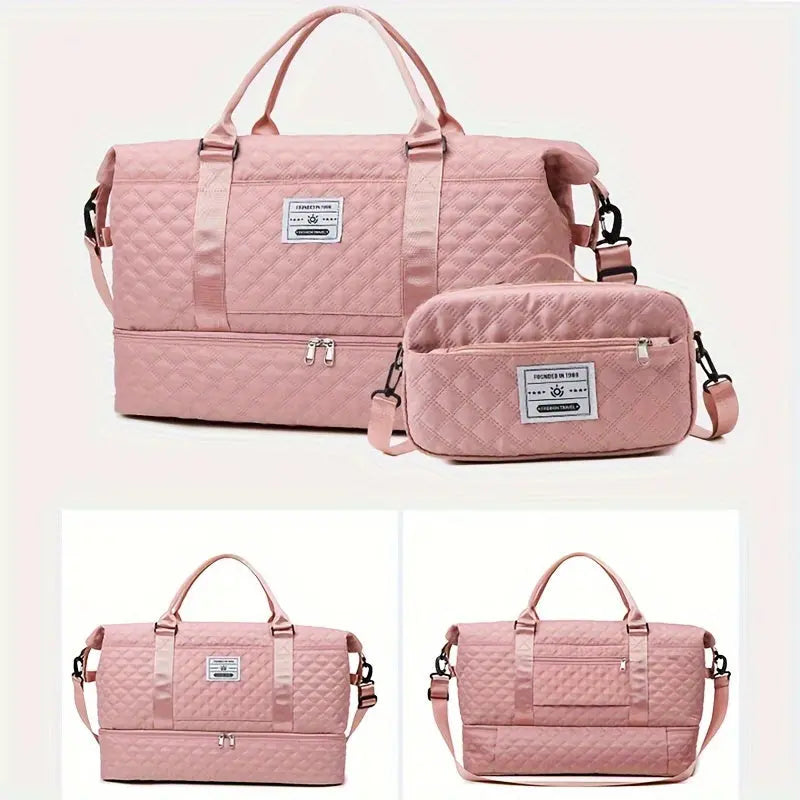 Large Capacity Travel Duffel Bag in Oxford Fabric, Portable Sports Gym Storage Bag, Weekend Overnight Bag for Women Chic Le'Meek