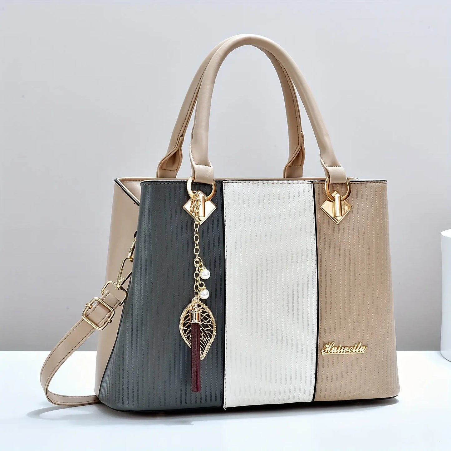 Adjustable Strap Zipper Closure Casual Single Shoulder Crossbody Bag, New Striped Polyester Lining, Edge Paint, No Printing, with Homecoming Mother's Day Gift for Women Chic Le'Meek