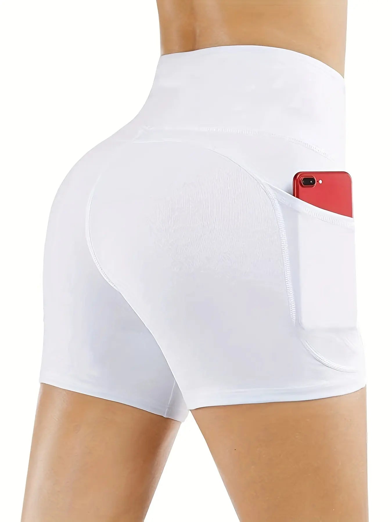5pcs Set Of 5-inch High Waisted Knight Shorts, Women's Pockets, Ultra Soft Abdomen Control, No Perspective Exercise, Running, Yoga Exercise Shorts, 6-inch Length Chic Le'Meek
