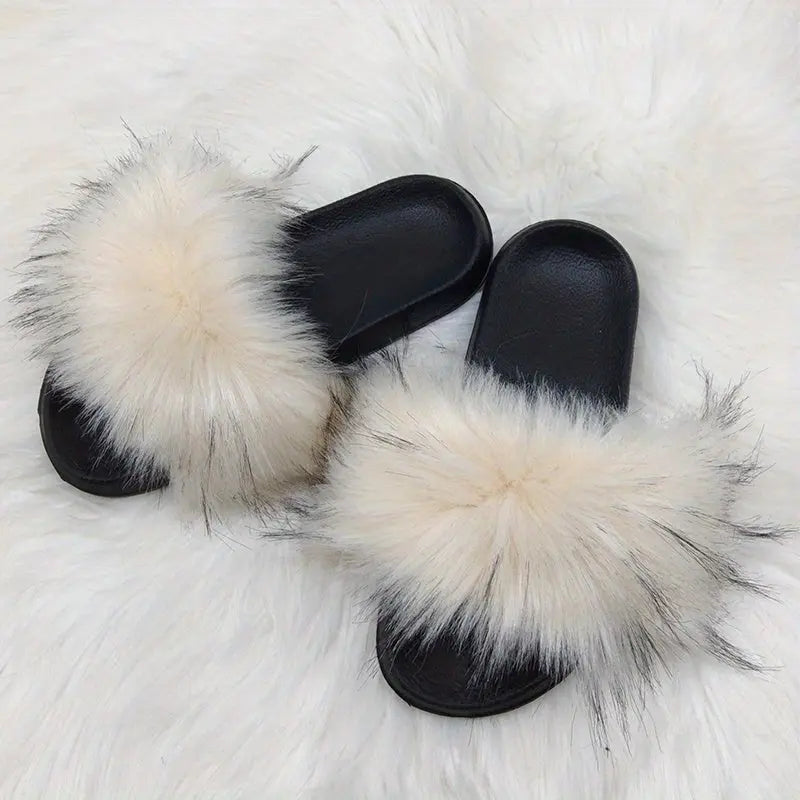 Luxurious Womens Faux Fur Slides - Soft Open Toe Slip-Ons - Ultra-Plush Indoor Slippers for Cozy Lounging - Comfortable Flat Sole - Perfect for Bedroom & Casual Wear Temu