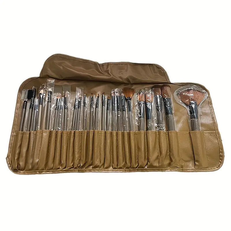 24pcs Professional Makeup Brush Set with Soft Synthetic Bristles for Flawless Foundation, Blush & Eyeshadow Application - Includes Travel Case Chic Le'Meek