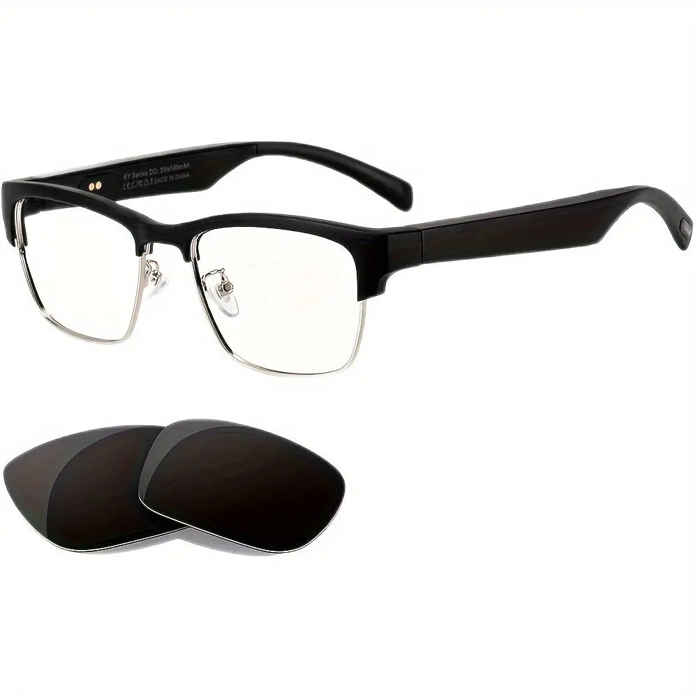 Smart Glasses With Blue Light Filtering, Low Latency Audio, Built-in Microphone, Speaker, Touch Control, Compatible With AI Voice Assistants, Suitable For Both Men And Women, Suitable For Audio, Movies, And Learning. Chic Le'Meek