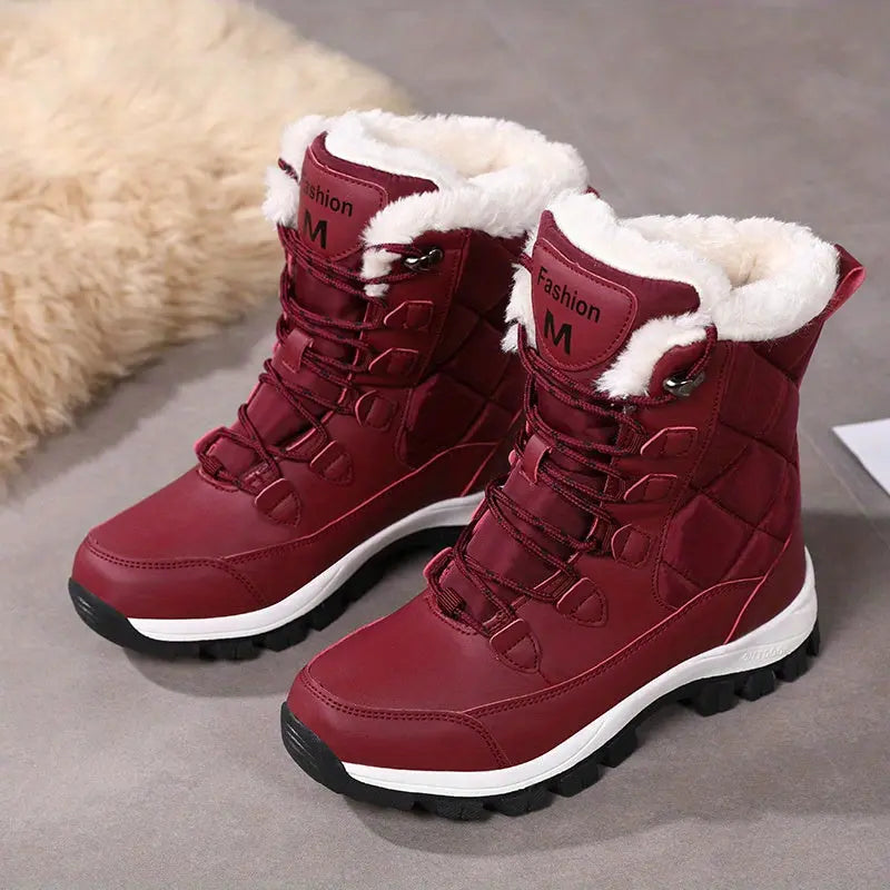 Women'S Winter Snow Boots, Anti-Slip Thick Warm Fleece-Lined Shoes, Solid Color, Round Toe, Fabric Upper, TPR Sole, Superfine Fiber Inner, Man-Made Materials - Cozy Footwear for Cold Weather Chic Le'Meek