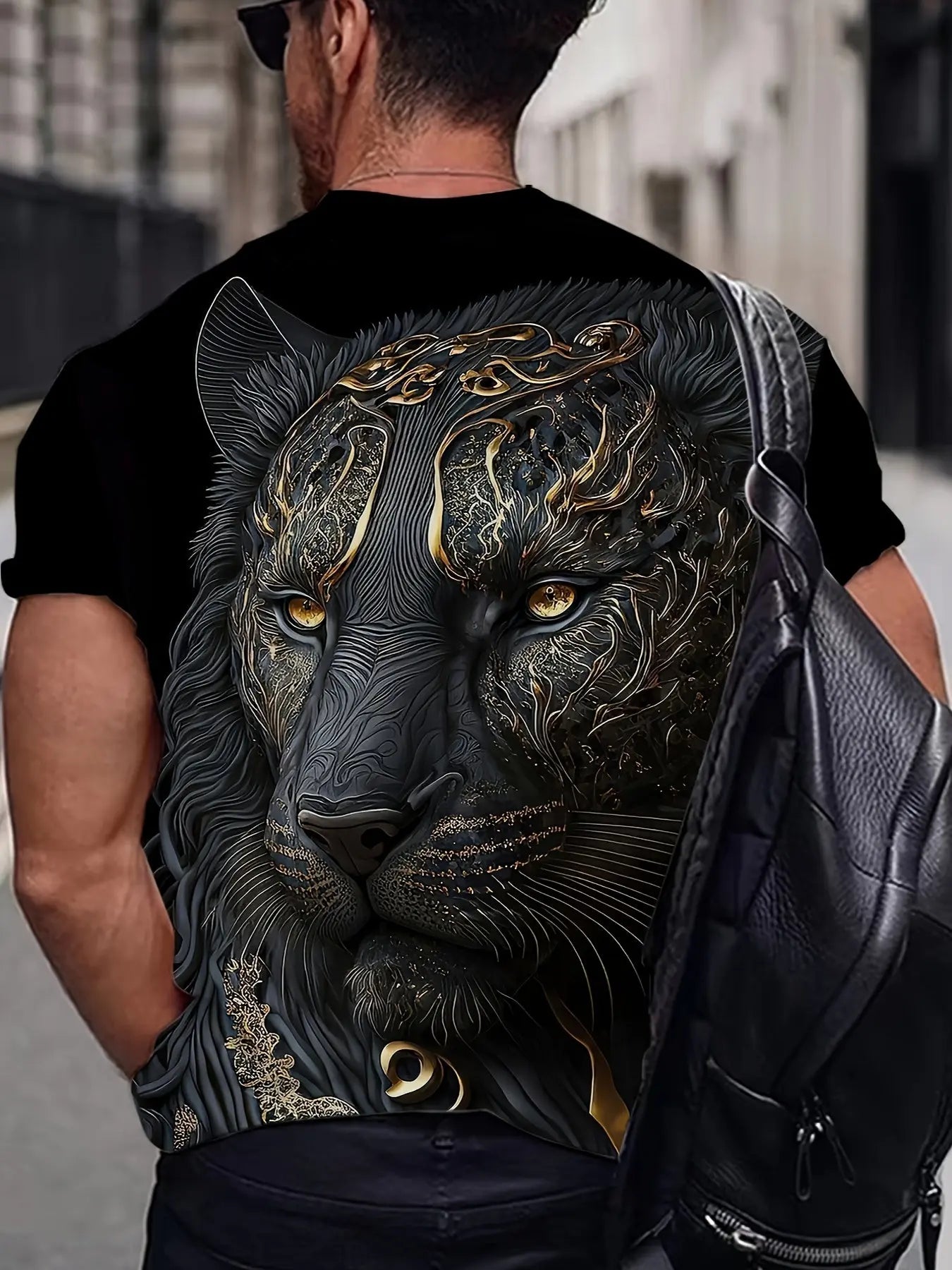 Plus Size Men's Tiger Graphic Tee - Stylish & Comfortable Short Sleeve Shirt for Casual Summer Wear, Breathable Cotton Blend Temu