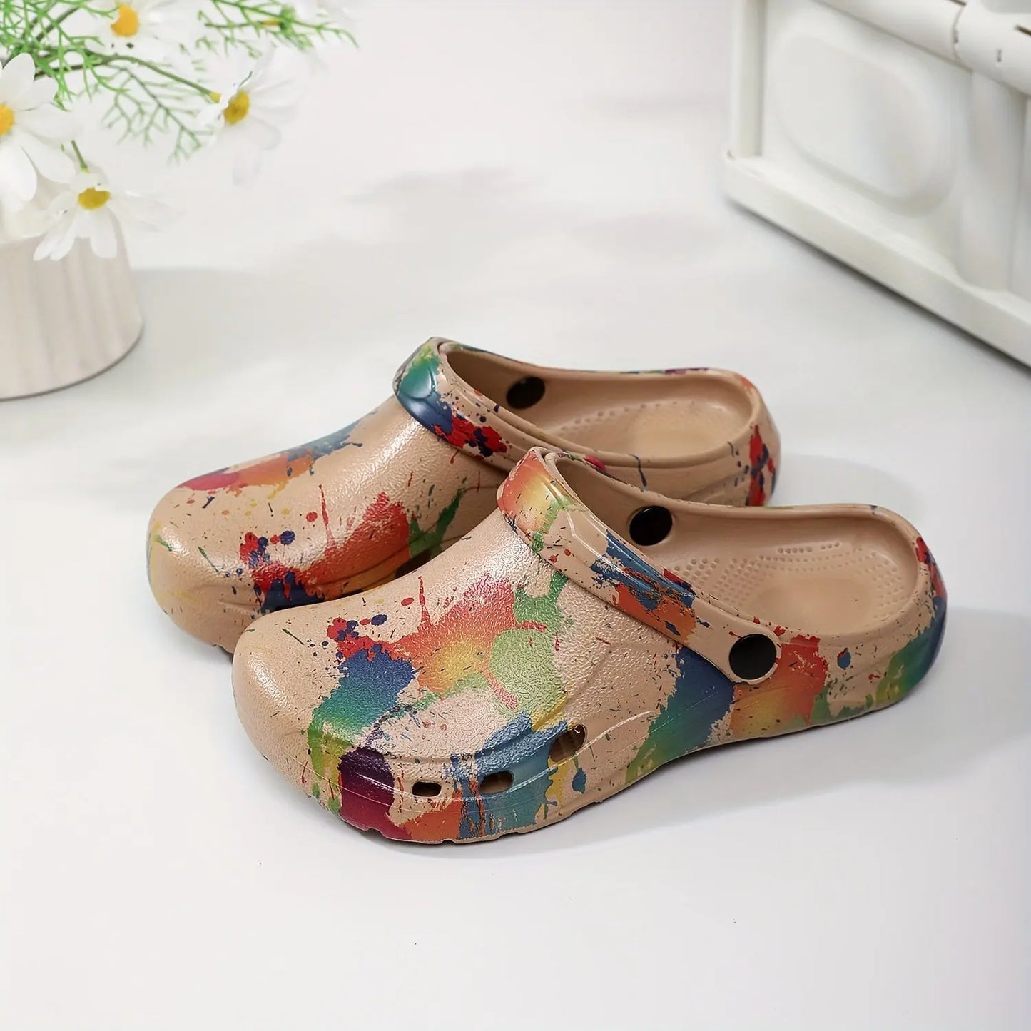 2025 Fashionable Non-Slip Thick Sole Sandals for Couples, Summer Beach Shoes with Random Patterns, EVA Material, Beach Footwear|Trendy Sandals|Eva Upper Material, Beach Accessorie Chic Le'Meek