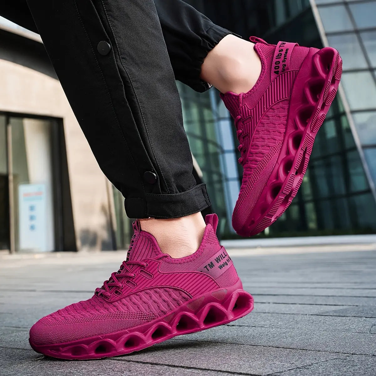2025 New Unisex Breathable Mesh Running Shoes - Lightweight Stability Low-Top Sneakers with EVA Cushioning for Men & Women, Vibrant Purple Casual Walking Shoes for Spring/Summer/Fall Chic Le'Meek