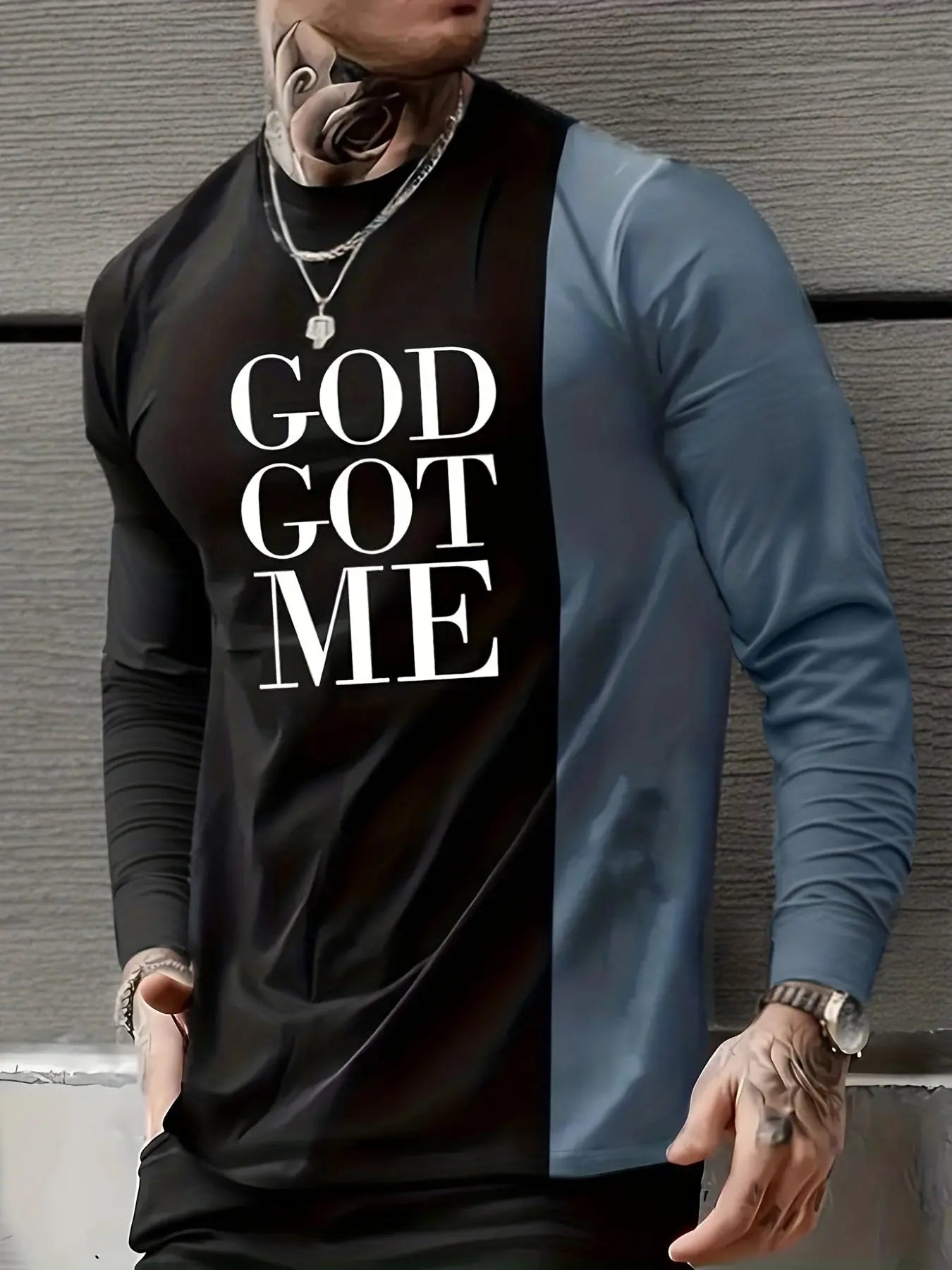 Mens Crew Neck Color Block Graphic Shirt - Soft, Breathable, and Comfy Long Sleeve Top with Contrast Collar and Alphabets Pattern for Casual Wear and Novelty Pajamas Temu