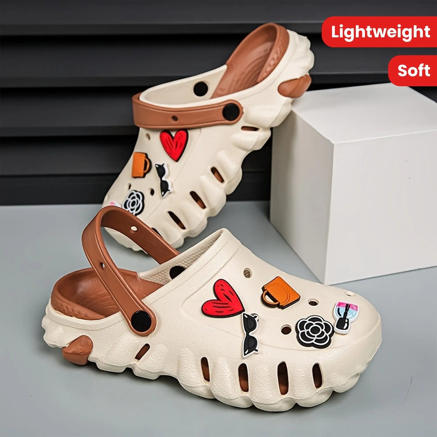 Women's Cartoon 3d Decor Clogs, Slip On Lightweight Soft Sole Garden Clogs, Closed Toe Summer Beach Shoes Chic Le'Meek