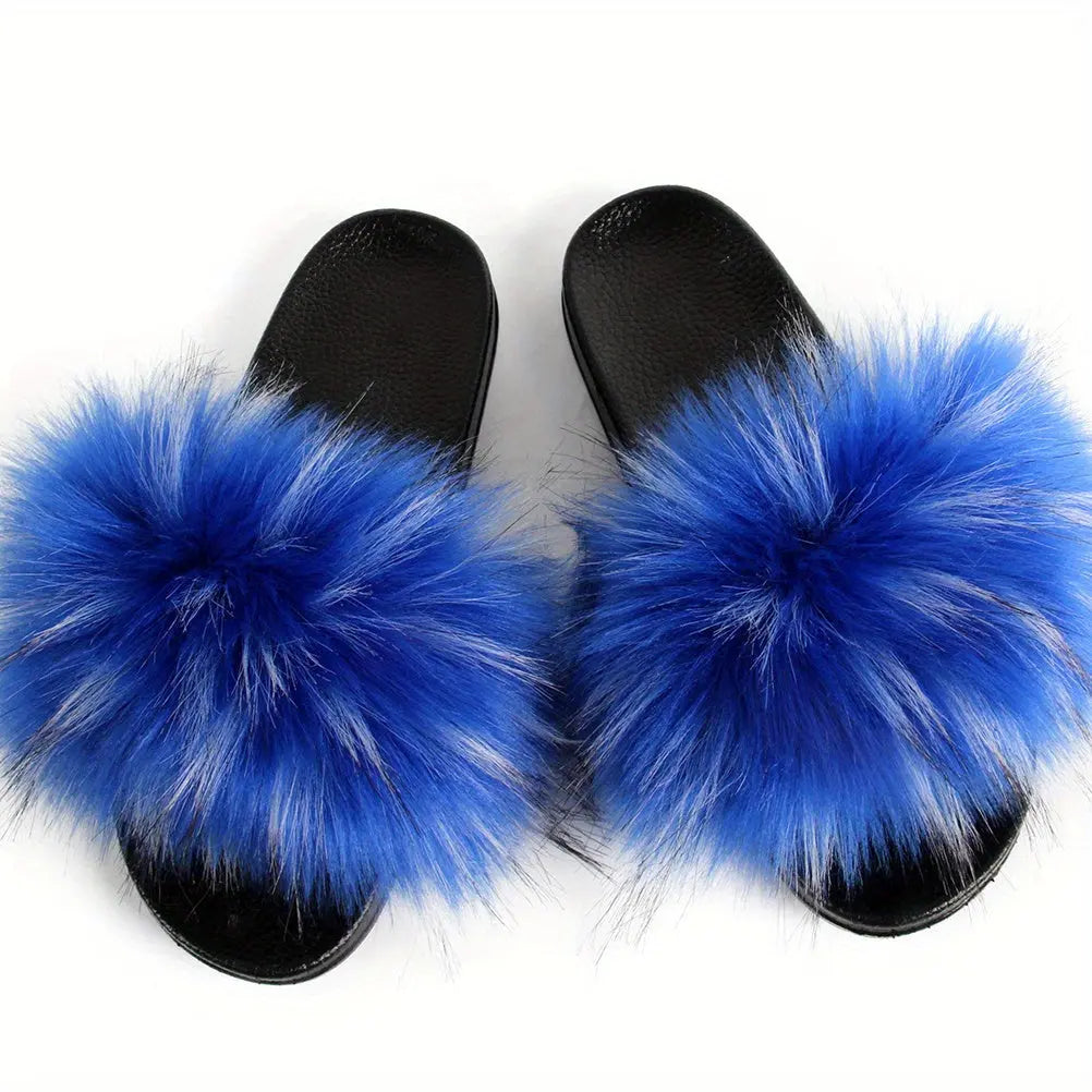 Luxurious Womens Faux Fur Slides - Soft Open Toe Slip-Ons - Ultra-Plush Indoor Slippers for Cozy Lounging - Comfortable Flat Sole - Perfect for Bedroom & Casual Wear Temu