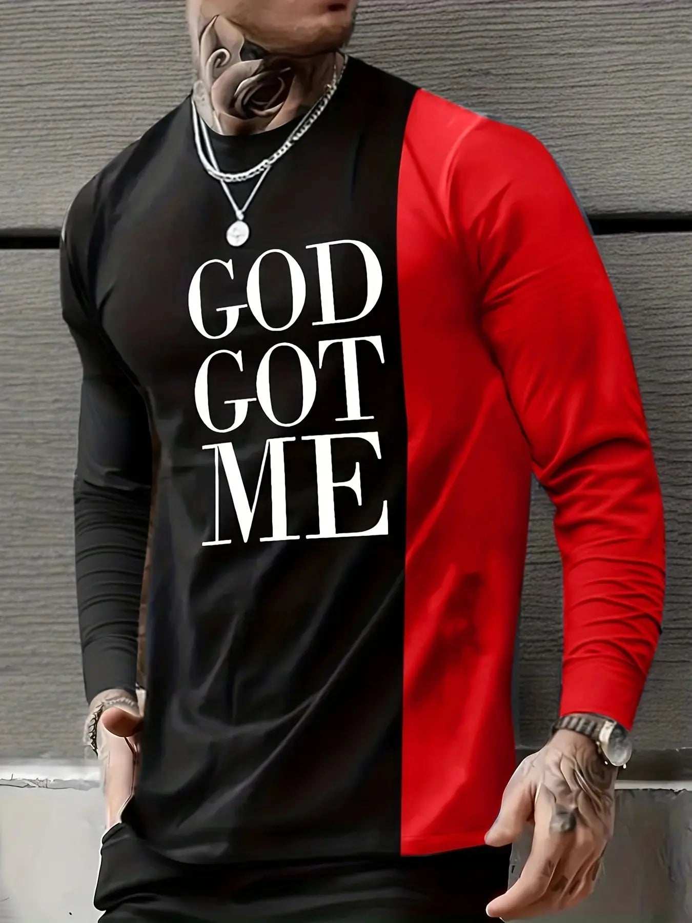 Mens Crew Neck Color Block Graphic Shirt - Soft, Breathable, and Comfy Long Sleeve Top with Contrast Collar and Alphabets Pattern for Casual Wear and Novelty Pajamas Temu