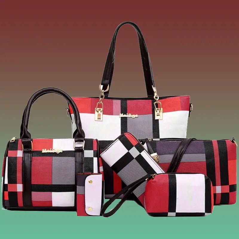 6pcs Womens Handbags Tote Bags Shoulder Bag Purses Satchel Bag Top-Handle Handbag Crossbody Bag Wallet Clutch Chic Le'Meek
