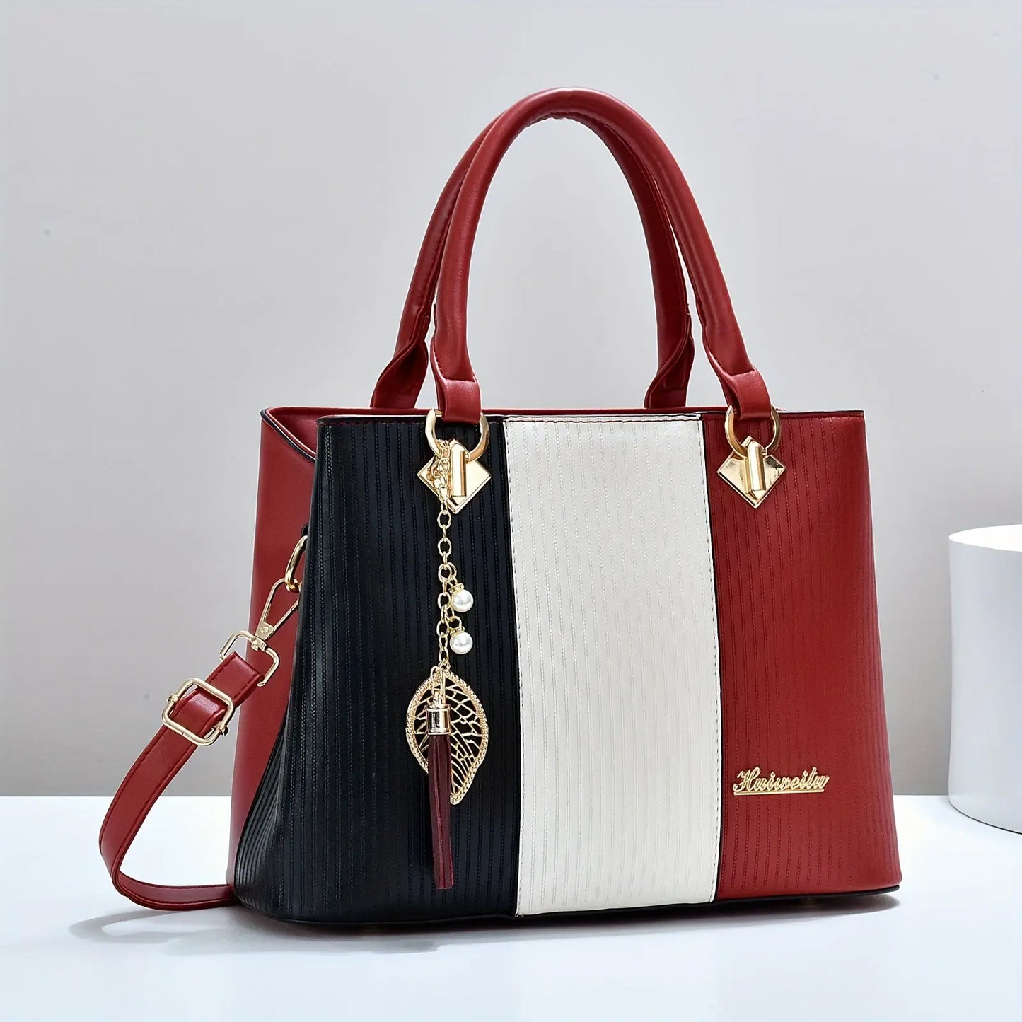 Adjustable Strap Zipper Closure Casual Single Shoulder Crossbody Bag, New Striped Polyester Lining, Edge Paint, No Printing, with Homecoming Mother's Day Gift for Women Chic Le'Meek