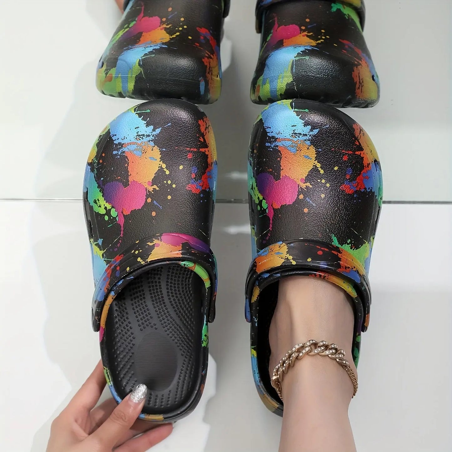 2025 Fashionable Non-Slip Thick Sole Sandals for Couples, Summer Beach Shoes with Random Patterns, EVA Material, Beach Footwear|Trendy Sandals|Eva Upper Material, Beach Accessorie Chic Le'Meek