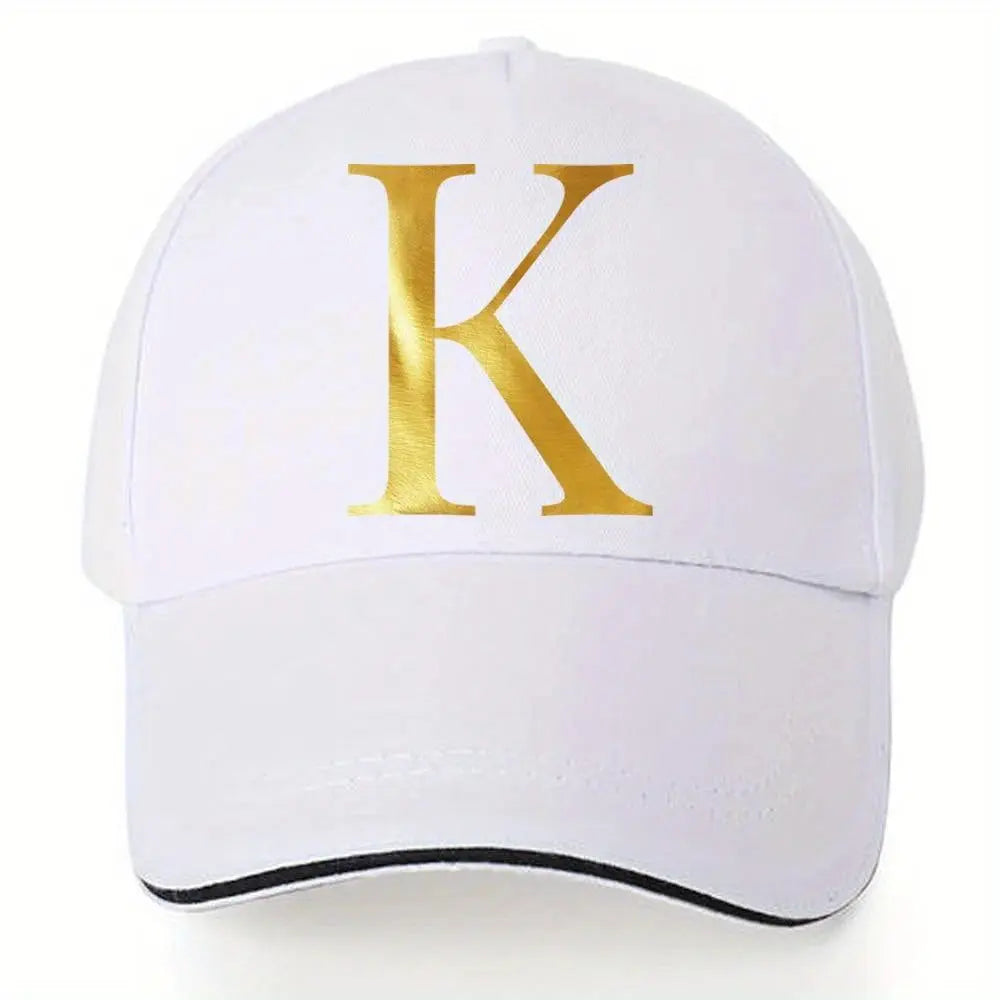Lightweight Baseball Cap with Adjustable Shoulder Strap, Breathable And Quick Drying- Customizable Golden Letter Design, Suitable for Outdoor Sports And Travel, Baseball Cap Chic Le'Meek