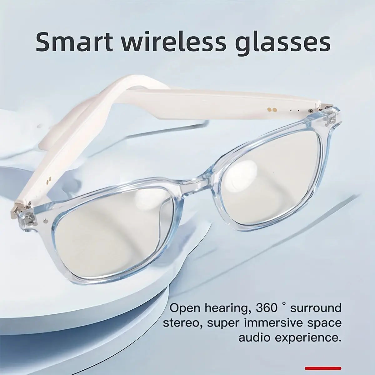 Wireless Smart Audio Fashion Glasses – Stylish Transparent & Black Frames, Immersive Sound, Call & Music Control, USB Rechargeable, Lightweight Titanium Frame for Sports, Driving, and Outdoor Activities Chic Le'Meek