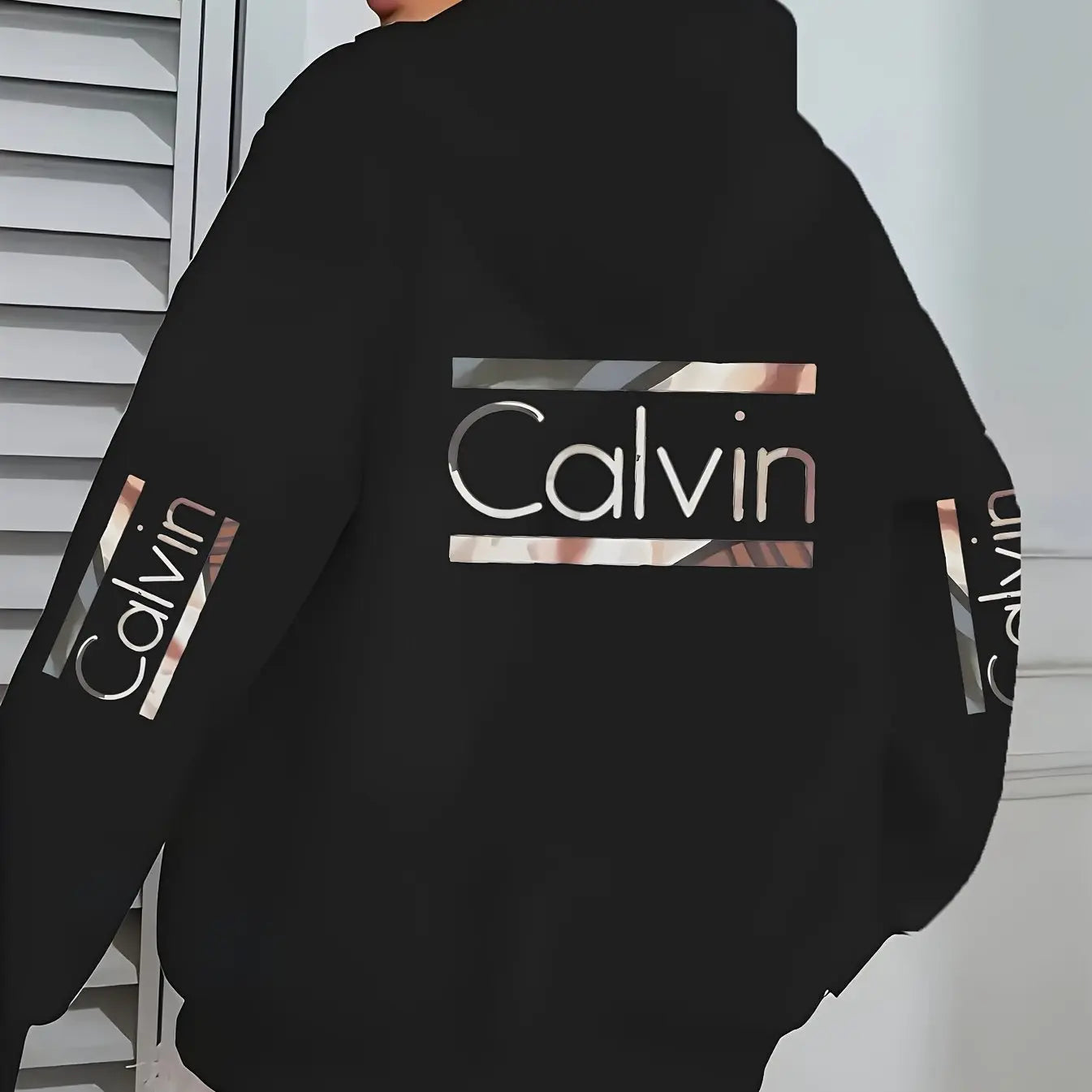Plus Size Women'S Elegant "Calvin" Graphic Hoodie - Comfortable, Lightweight, Long Sleeve, Stretch Polyester Pullover with Round Neck - Machine Washable, All-Season Casual & Sporty Style, Versatile Clothing | Stylish Casualwe Chic Le'Meek